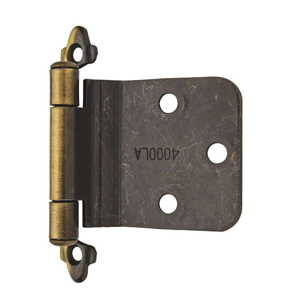 AMEROCK Self Closing Reverse Bevel Variable Overlay Cabinet Hinge (pair) in Antique Brass BPR7630AE Angle