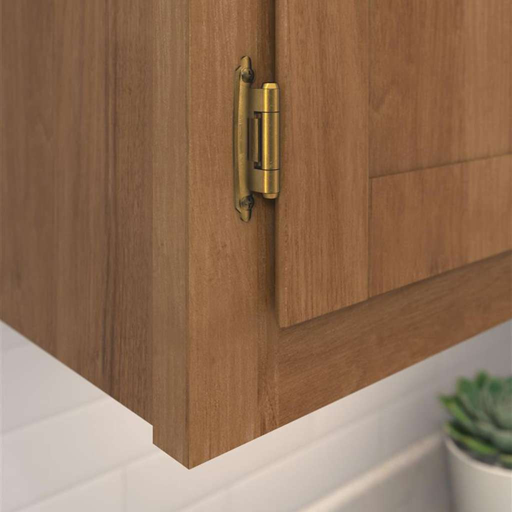 AMEROCK Self Closing Reverse Bevel Variable Overlay Cabinet Hinge (pair) in Antique Brass BPR7630AE Mounted