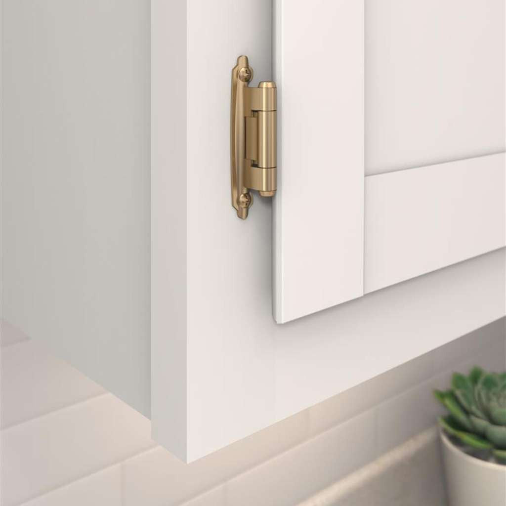 AMEROCK Self Closing Reverse Bevel Variable Overlay Cabinet Hinge (pair) in Champagne Bronze BPR7630CZ Mounted