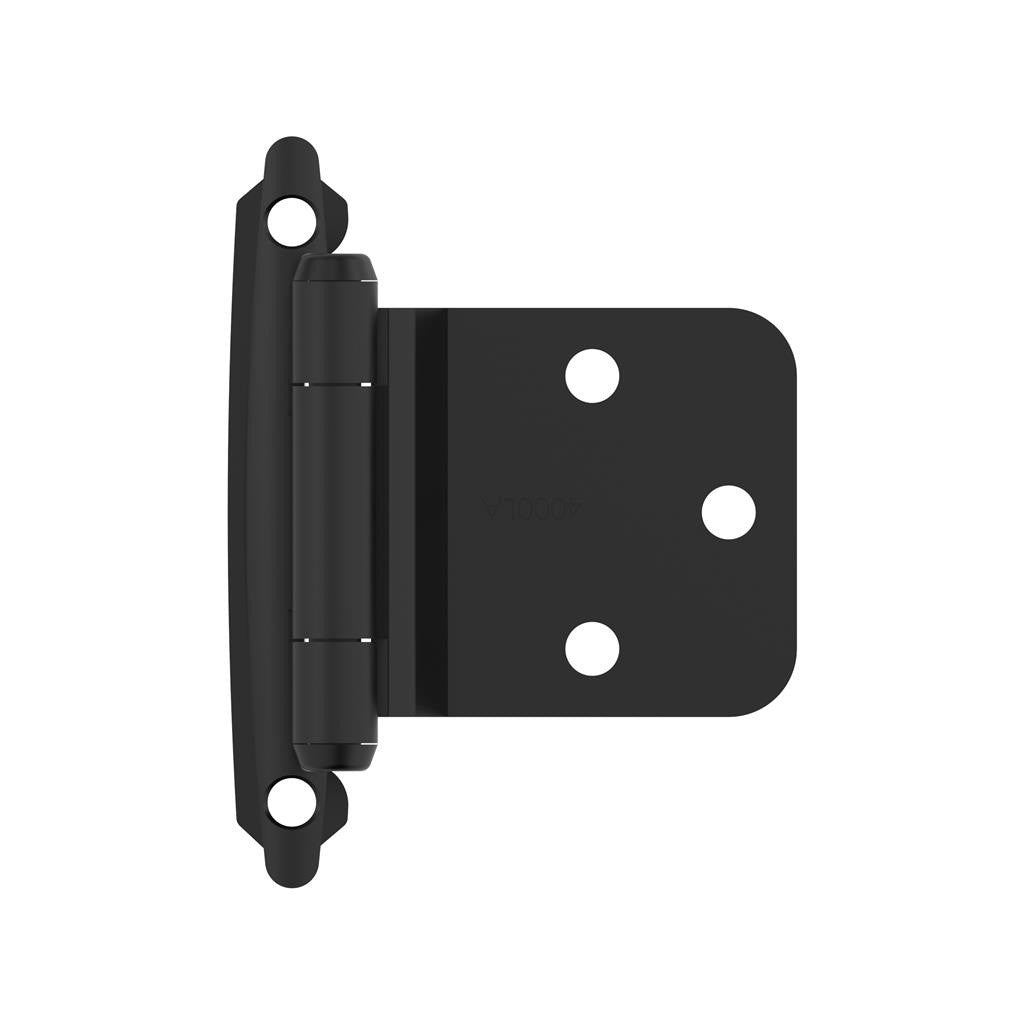AMEROCK Self Closing Reverse Bevel Variable Overlay Cabinet Hinge (pair) in Flat Black BPR7630FB Front View