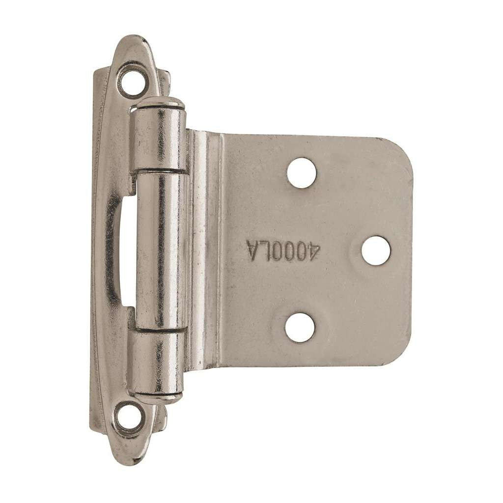 AMEROCK Self Closing Reverse Bevel Variable Overlay Cabinet Hinge (pair) in Polished Chrome BPR763026 Front View