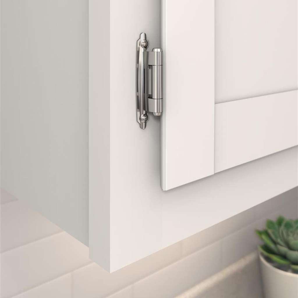 AMEROCK Self Closing Reverse Bevel Variable Overlay Cabinet Hinge (pair) in Polished Chrome BPR763026 Mounted