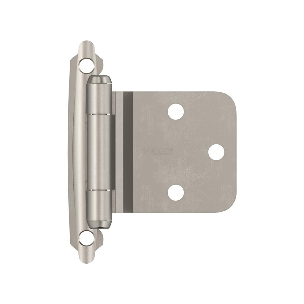 AMEROCK Self Closing Reverse Bevel Variable Overlay Cabinet Hinge (pair) in Satin Nickel BPR7630G10 Front View