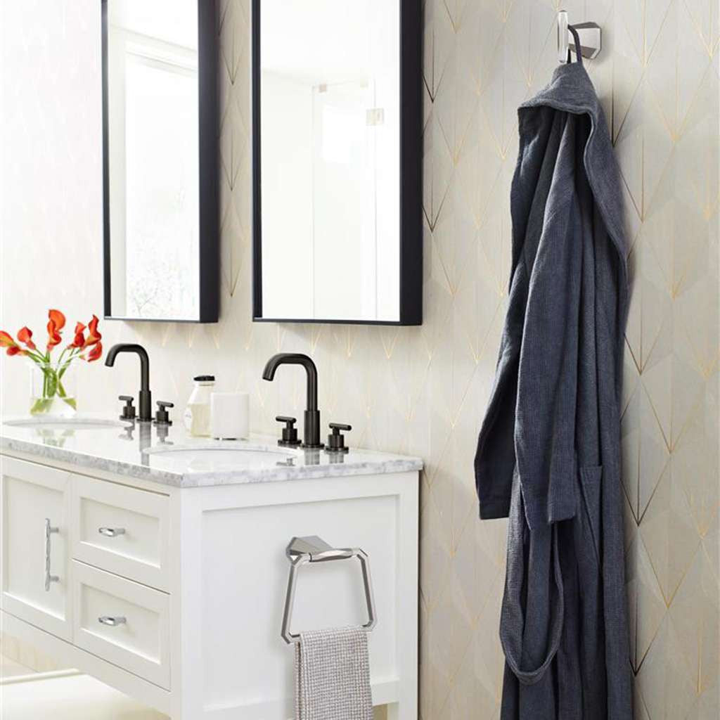 AMEROCK St. Vincent 2-1/2" Length Geometric Bar Knob in Polished Chrome BP3664226 in Bathroom