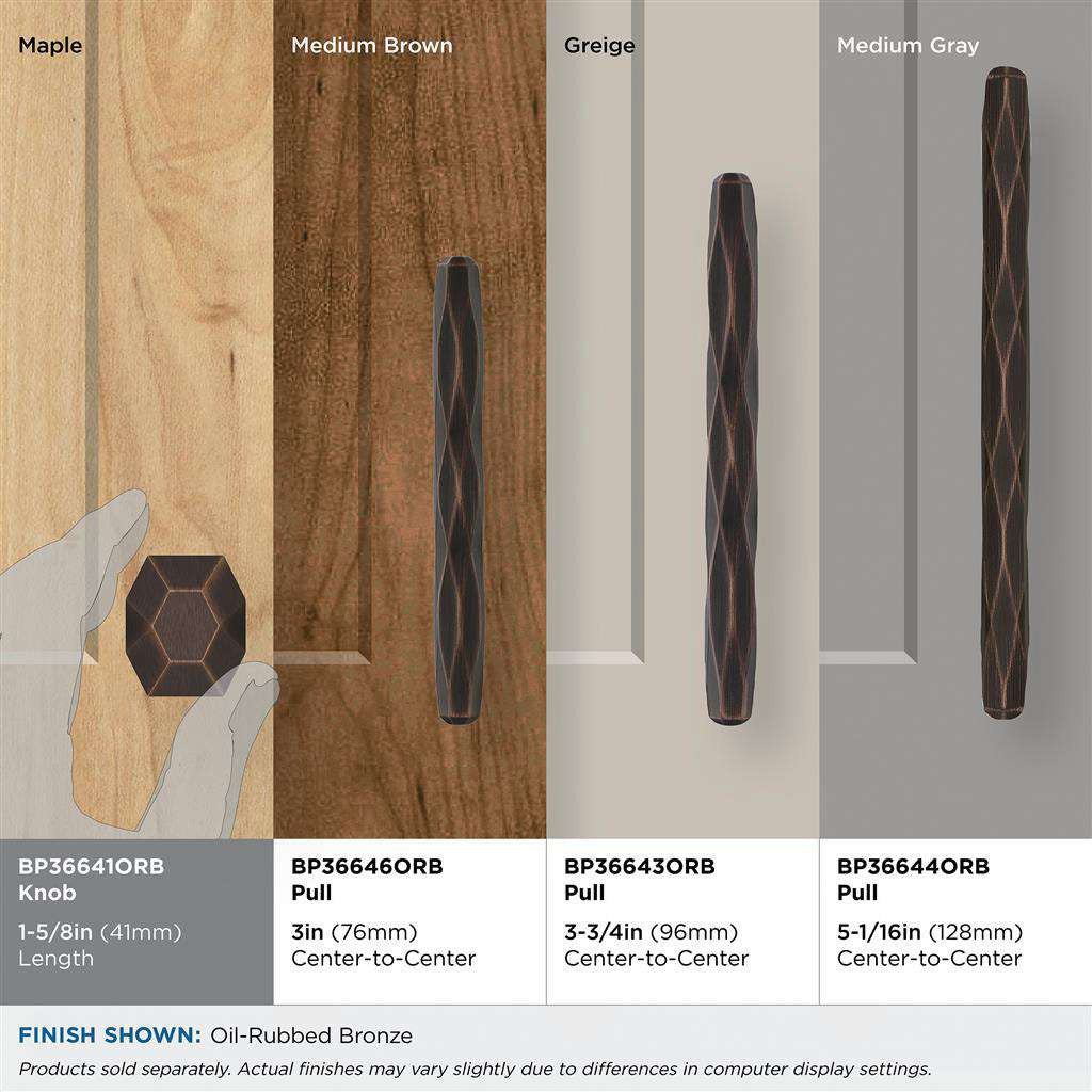 AMEROCK St. Vincent 1-5/8" Length Geometric Cabinet Knob in Oil Rubbed Bronze BP36641ORB on Finishes