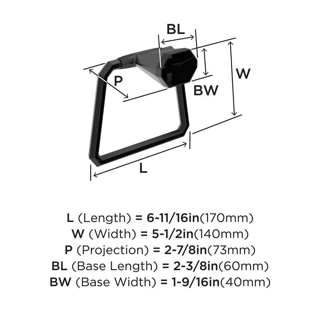 AMEROCK St. Vincent 6-3/4" Long Hanging Towel Ring in Matte Black BH36042MB Specs