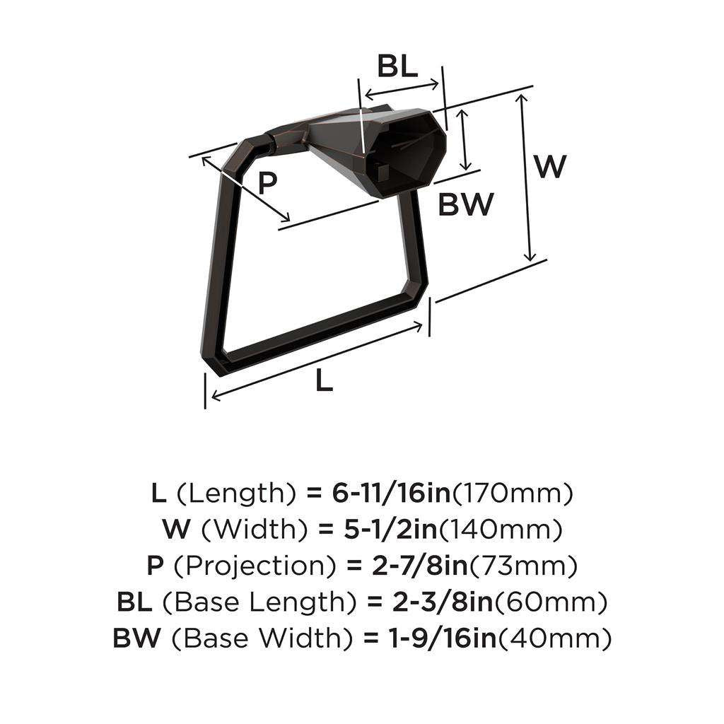 AMEROCK St. Vincent 6-3/4" Long Hanging Towel Ring in Oil Rubbed Bronze BH36042ORB Specs