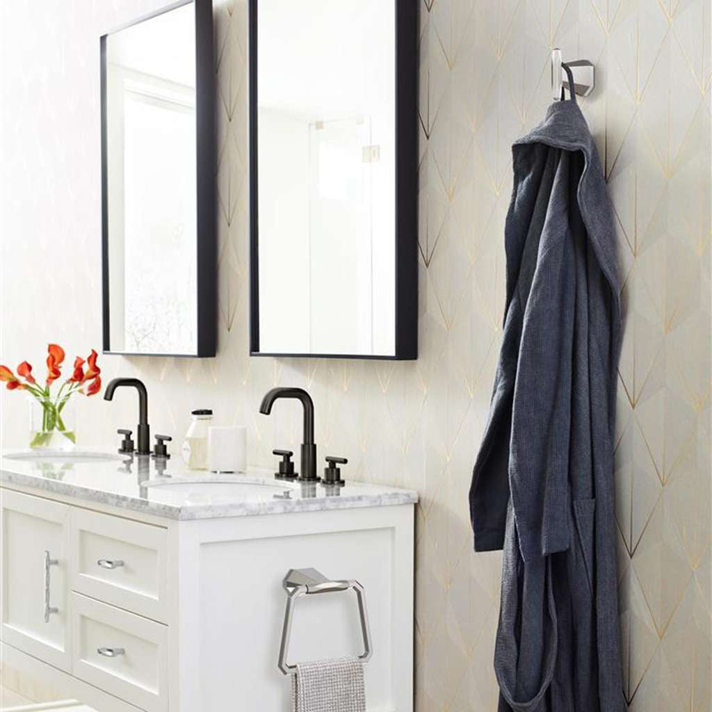 AMEROCK St. Vincent 6-3/4" Long Hanging Towel Ring in Polished Chrome BH3604226 in Bathroom