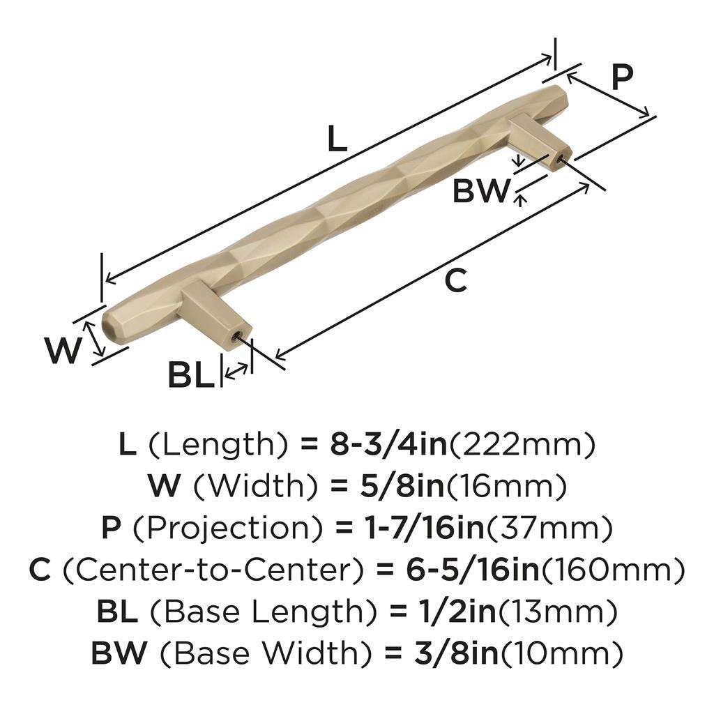 AMEROCK St. Vincent Geometric Bar Pulls in Golden Champagne 160mm BP36645BBZ Specs