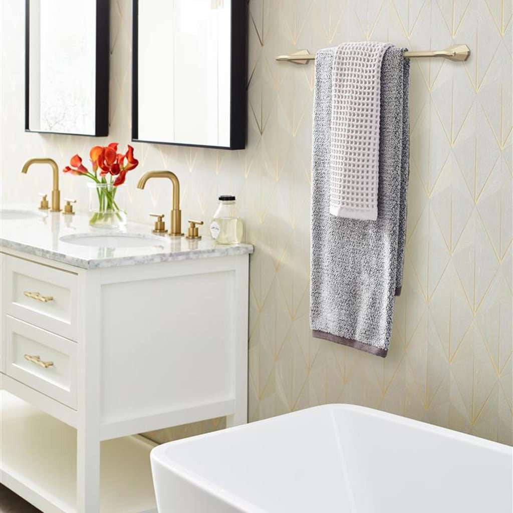 AMEROCK St. Vincent Towel Bar in Golden Champagne 24" BH36044BBZ in Bathroom