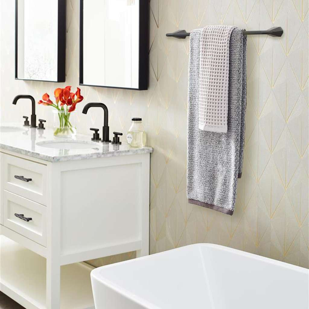 AMEROCK St. Vincent Towel Bar in Matte Black 24" BH36044MB in Bathroom