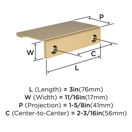 Amerock Streamline 2 Edge Pulls in Champagne Bronze 3" BP37191CZ Specs