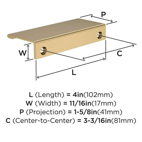 Amerock Streamline 2 Edge Pulls in Champagne Bronze 4" BP37192CZ Specs