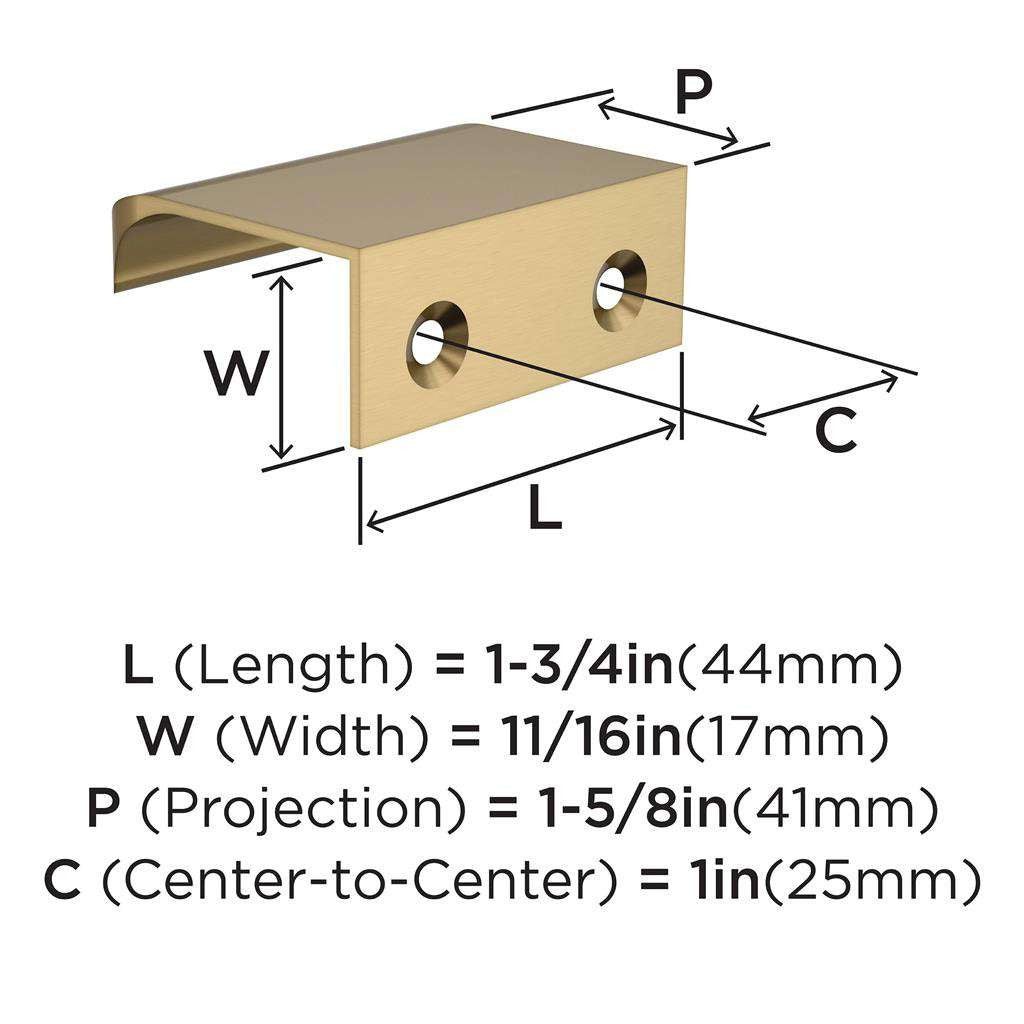 Amerock Streamline Tab Edge Pulls in Champagne Bronze 1-3/4" BP37200CZ Specs