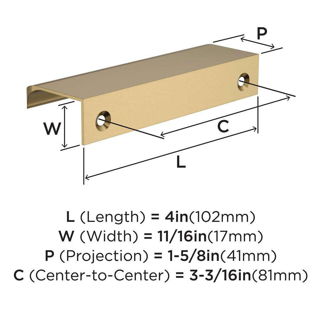 Amerock Streamline Tab Edge Pulls in Champagne Bronze 4" BP37202CZ Specs