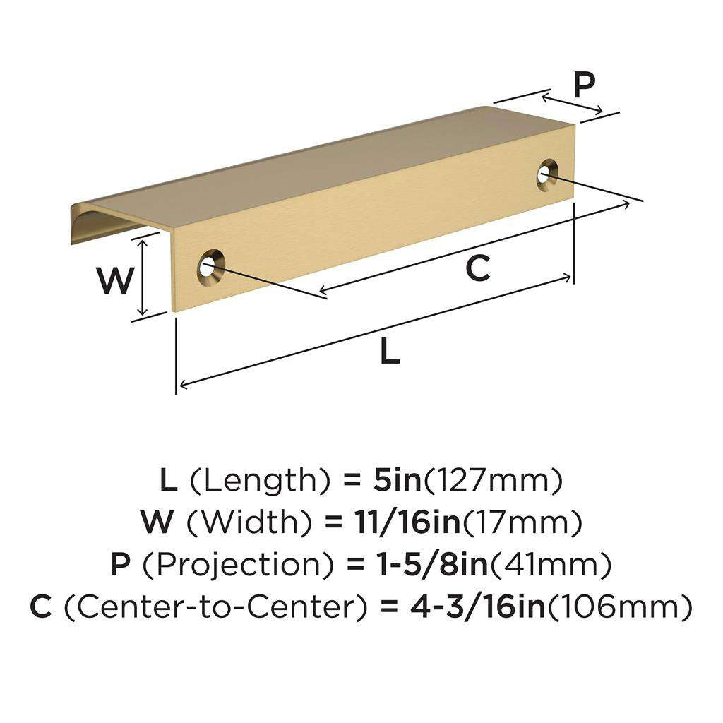 Amerock Streamline Tab Edge Pulls in Champagne Bronze 5" BP37203CZ Specs