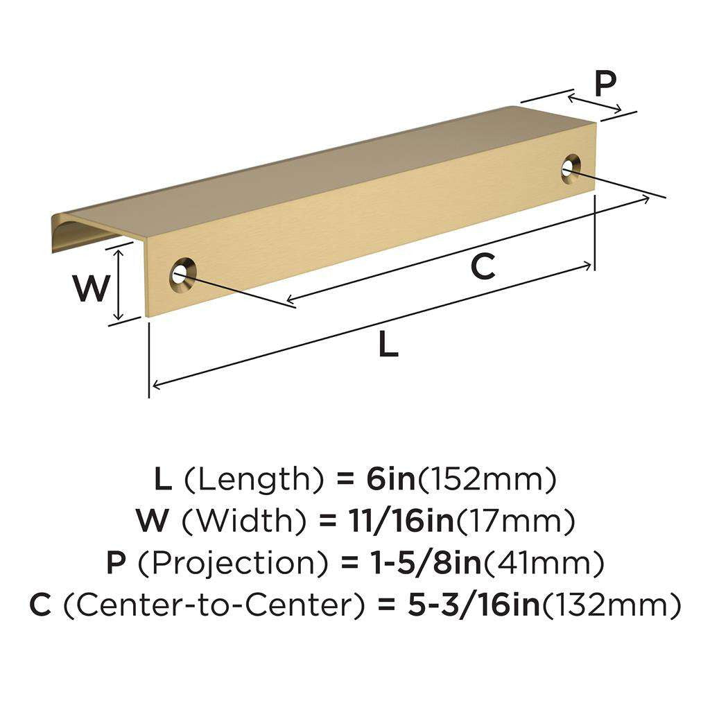 Amerock Streamline Tab Edge Pulls in Champagne Bronze 6" BP37204CZ Specs