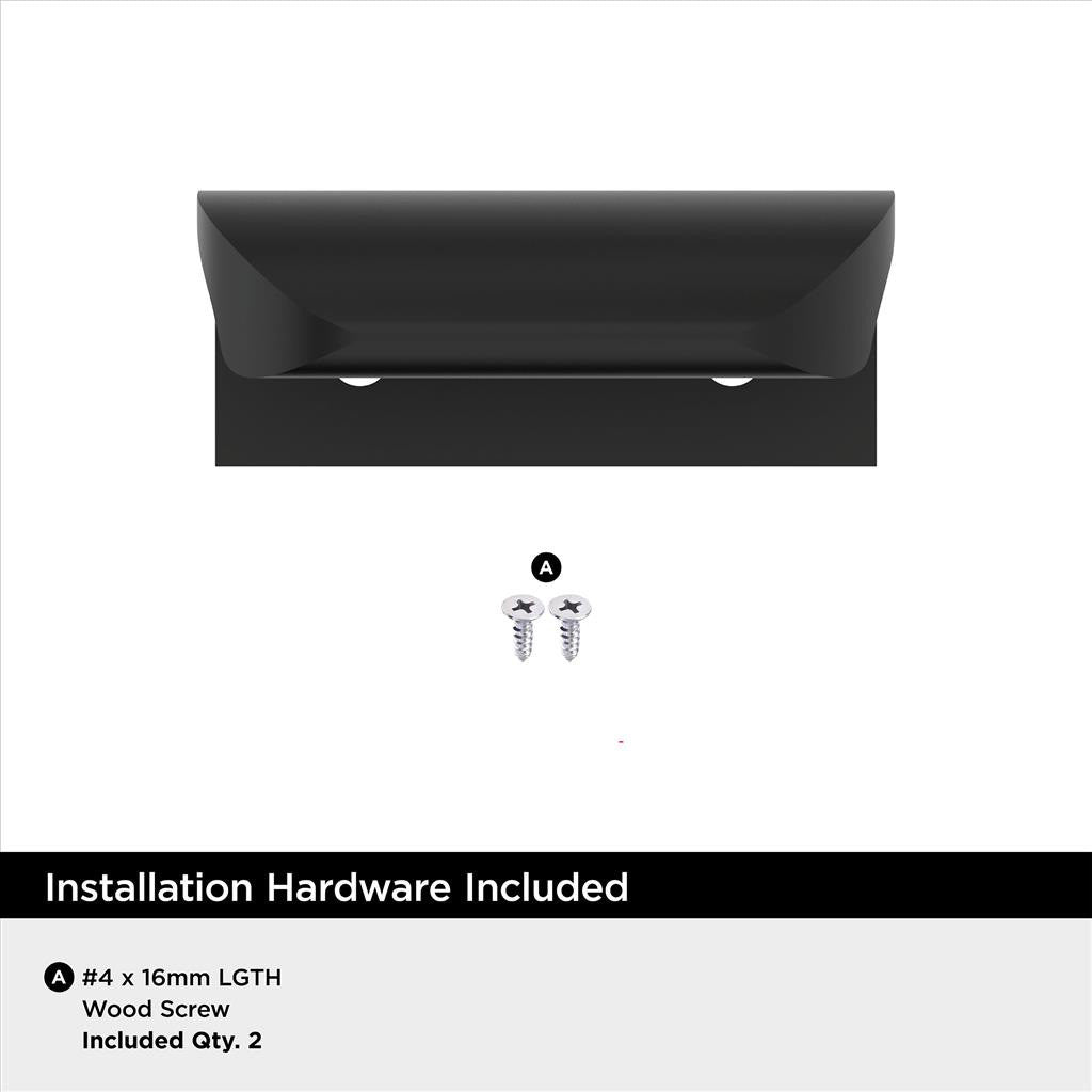 Amerock Streamline Tab Edge Pulls in Matte Black 1-3/4" BP37200MB Installation Hardware