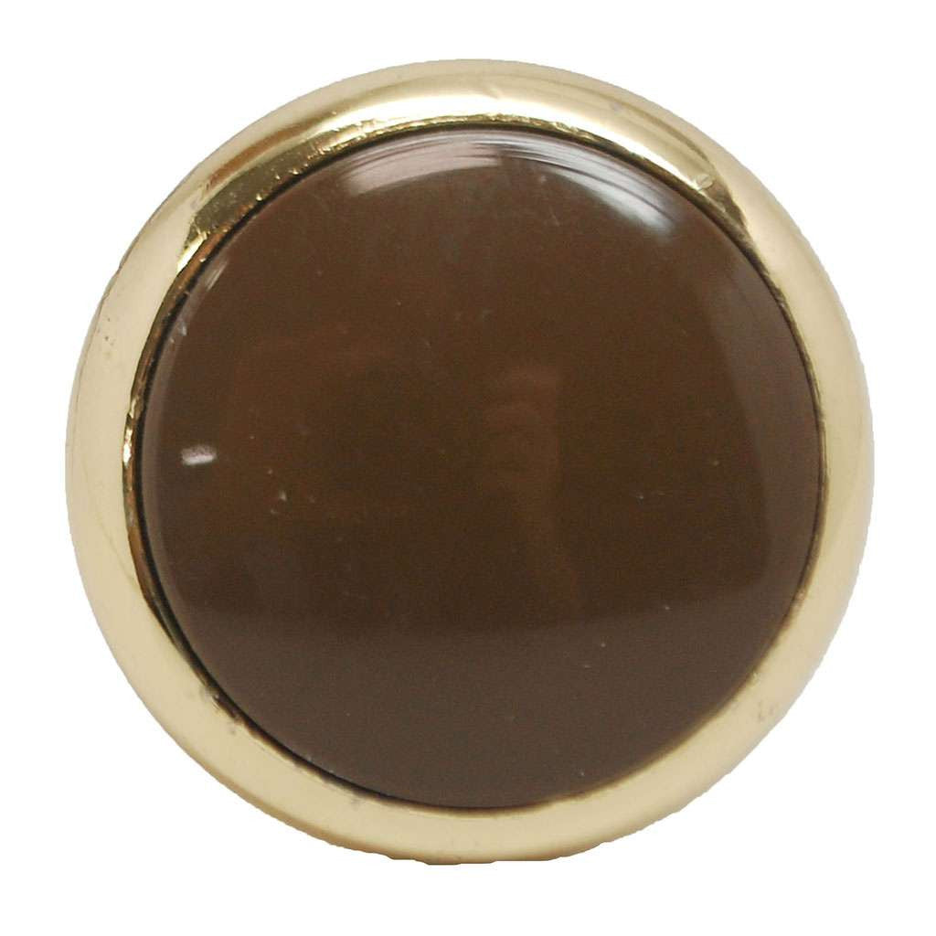 BELWITH 1-3/8" Diameter Cabinet Knob in Polished Brass and Brown P429-BR Front View