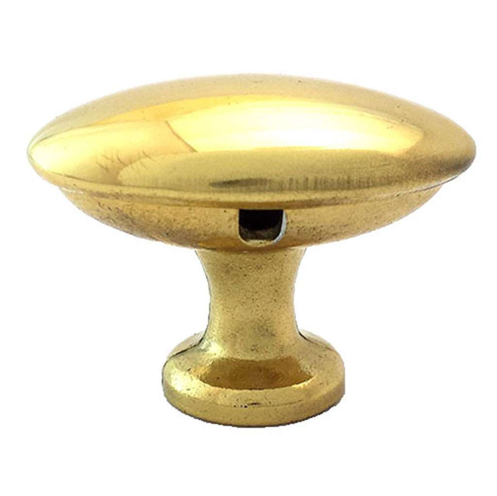 BELWITH 1-7/16" Length Hollow Oval Cabinet Knob in Polished Brass P534-PB Side View