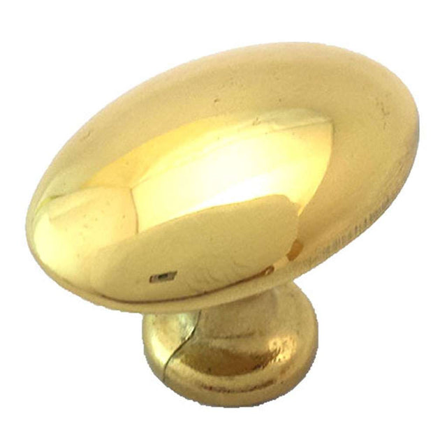 BELWITH 1-7/16" Length Hollow Oval Cabinet Knob in Polished Brass P534-PB