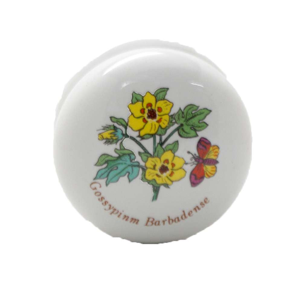 BELWITH English Cottage 1-1/2" Diameter Porcelain Gossypinm Barbadense Flower Cabinet Knob P6106-MM Front View