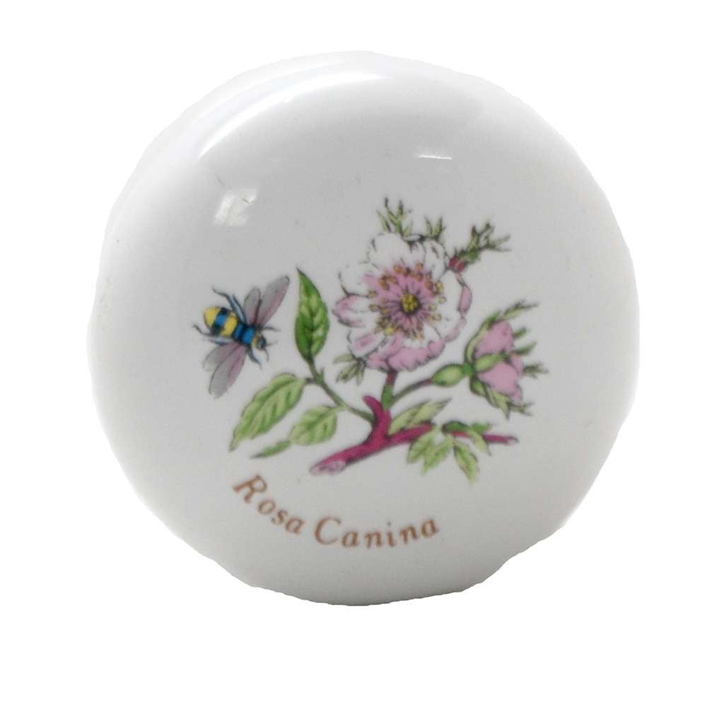 BELWITH English Cottage 1-1/2" Diameter Porcelain Rosa Canina Flower Cabinet Knob P6106-DR Front View