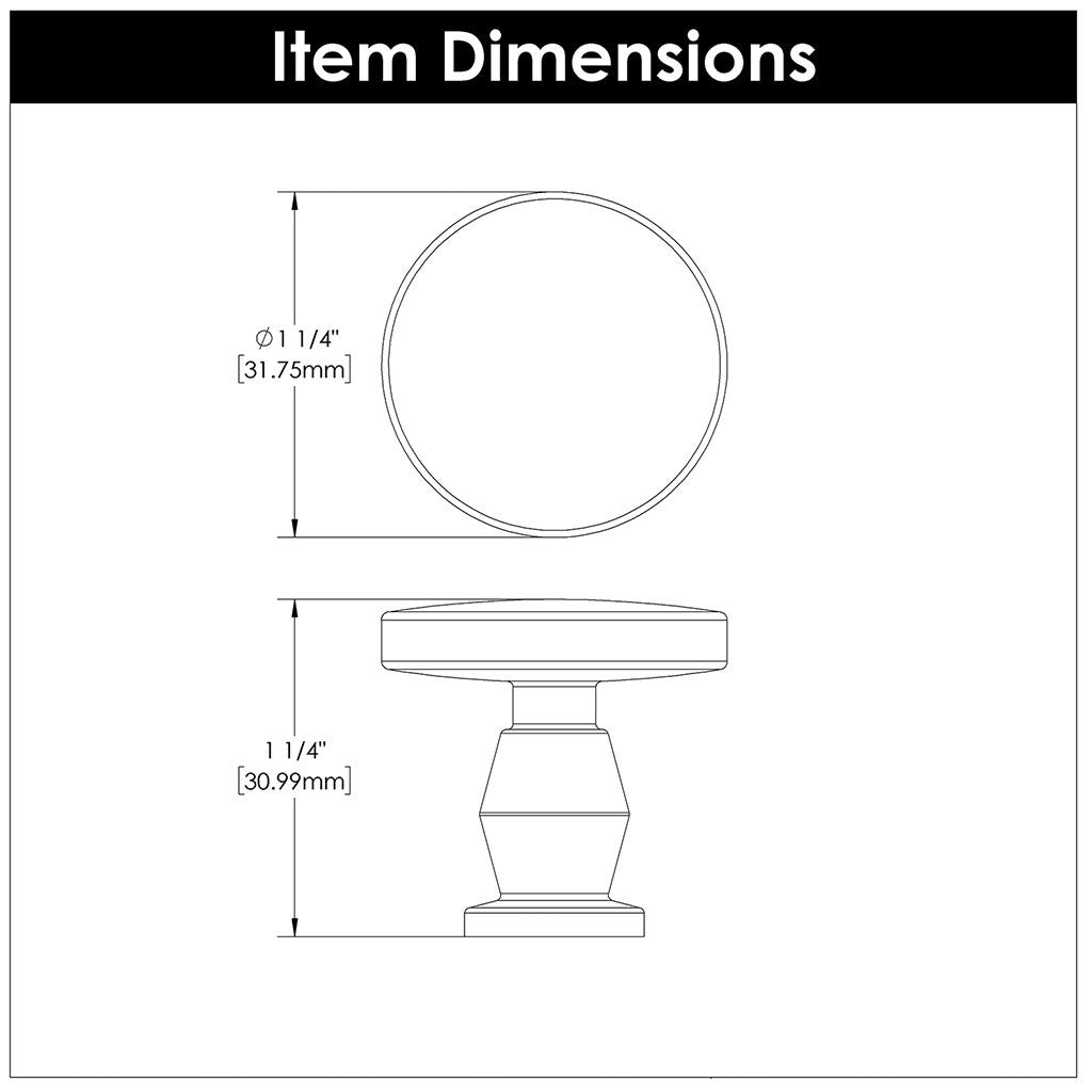 Belwith Keeler Anders 1-1/4" Diameter Cabinet Knob in Matte Black B078788-MB Specs