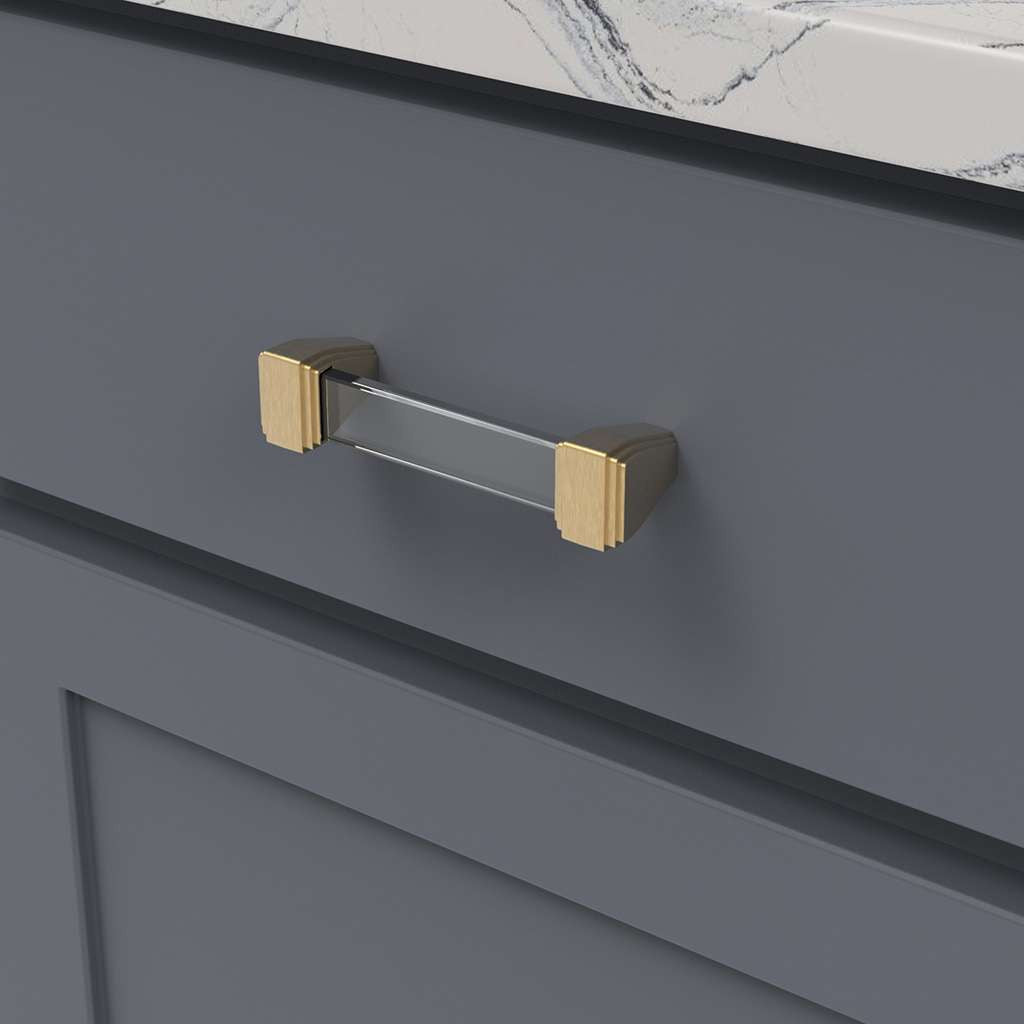 BELWITH KEELER Belleclaire Cabinet Handle Pull in Brushed Golden Brass 96mm B077503-BGB Mounted