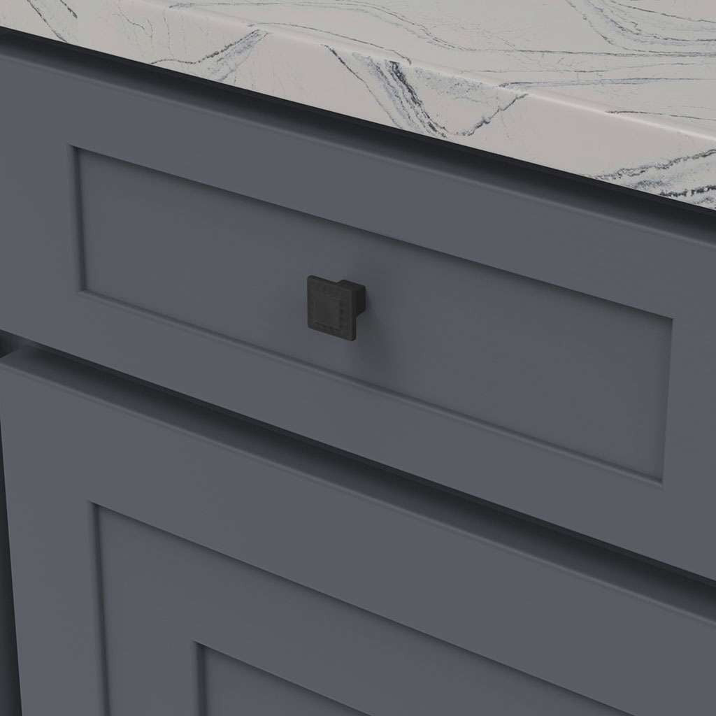 Belwith Keeler Bijou Astoria 1" Long Square Cabinet Knob in Matte Black B056407-MB Mounted