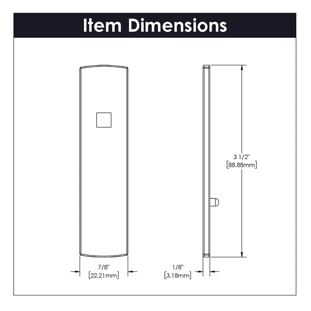 Belwith Keeler Bijou Astoria 3-1/2" Long Rectangle Knob Backplate in Matte Black B056380-MB Specs