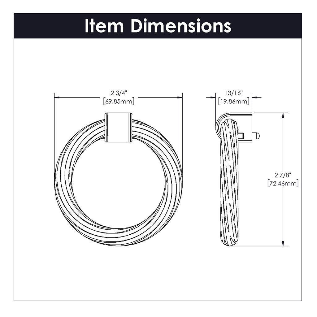Belwith Keeler Bijou Sybil 2-3/4" Diameter Ring Pull in Matte Black B076986-MB Specs