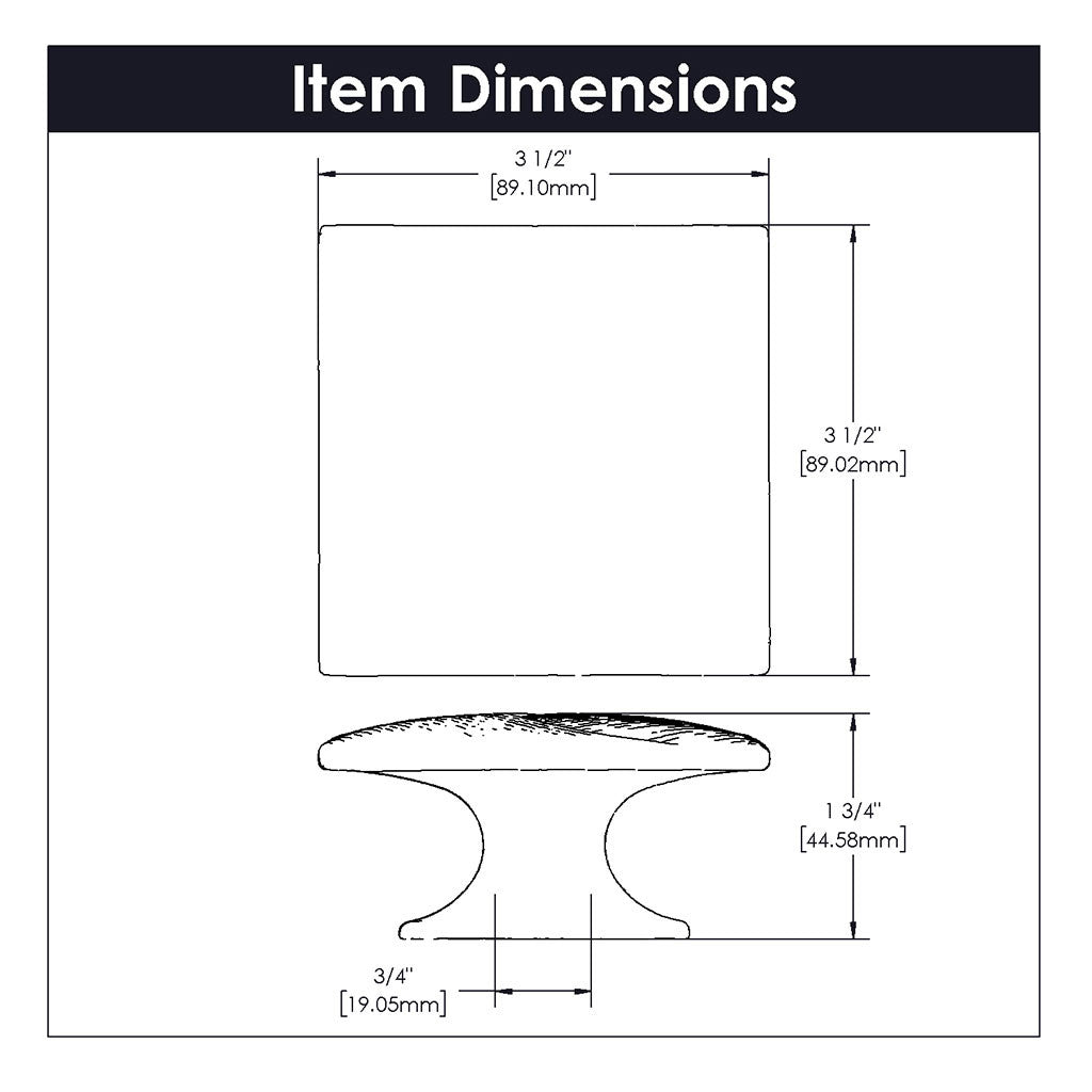 Belwith Keeler Bijou Tempest 3-1/2" Long Square Cabinet Knob in Matte Black B057801-MB Specs