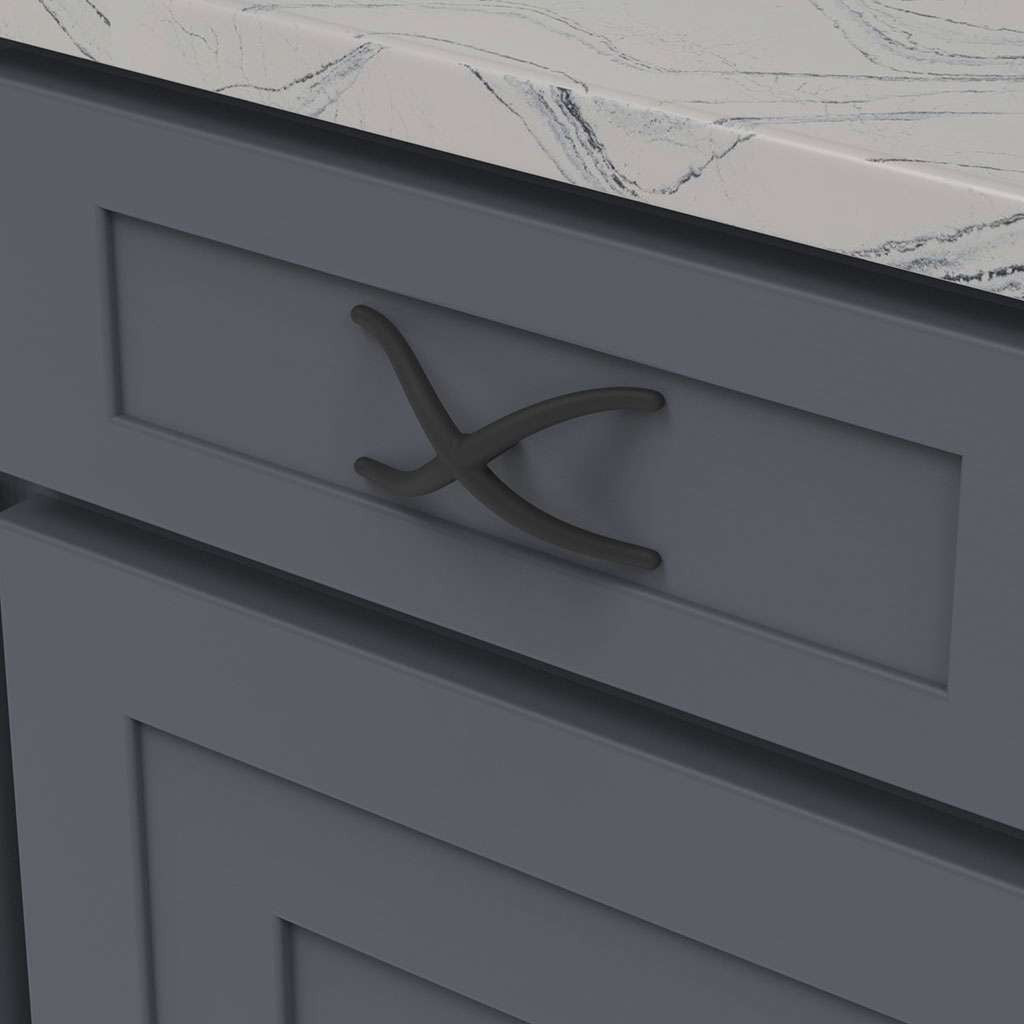 Belwith Keeler Bijou X 4-3/4" Long Cabinet Knob in Matte Black B079063-MB Mounted