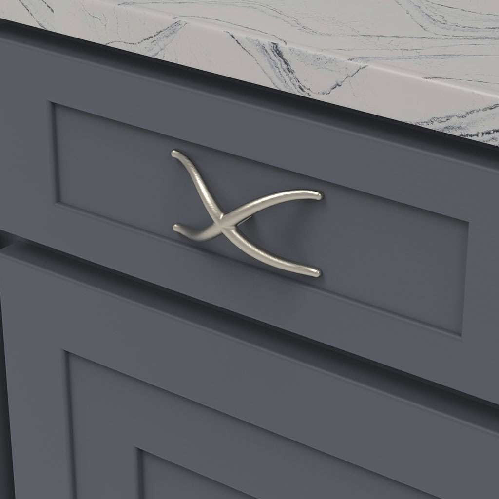 Belwith Keeler Bijou X 4-3/4" Long Cabinet Knob in Satin Nickel B079063-SN Mounted