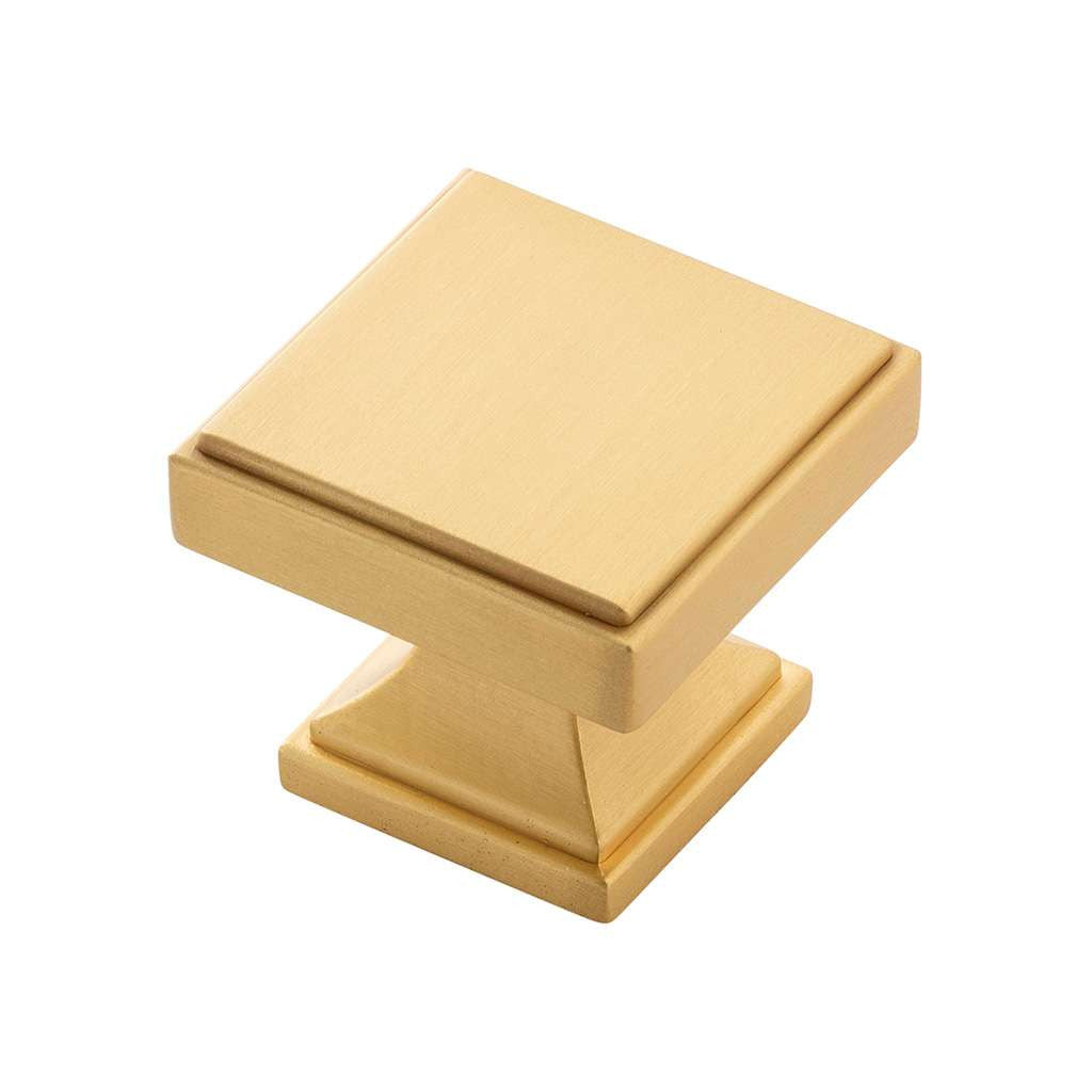 Belwith Keeler Brownstone Square Cabinet Knob in Brushed Golden Brass 1-1/4" B077460-BGB
