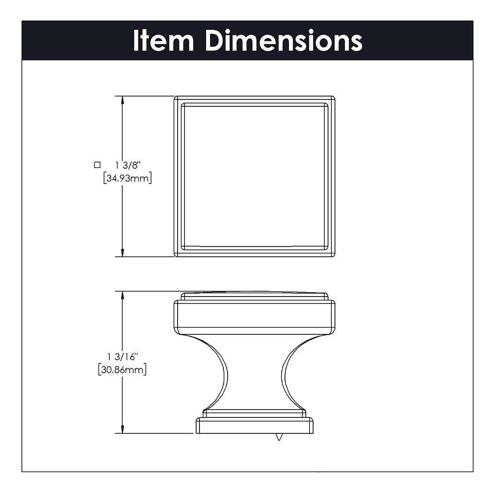 Belwith Keeler Brownstone Square Cabinet Knob in Champagne Bronze 1-1/4" B077460-CBZ Specs