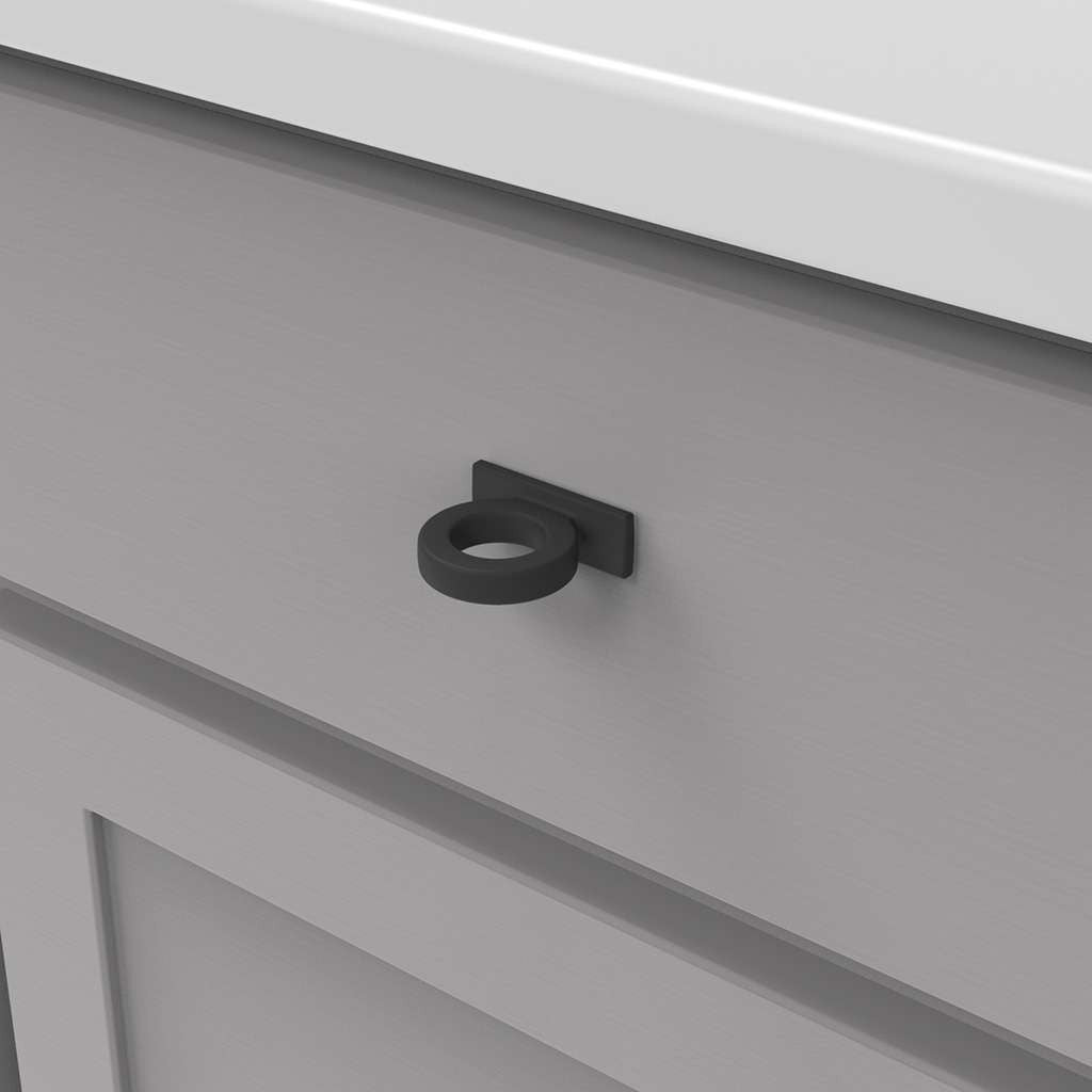 BELWITH KEELER Corsa 1-3/4" Ring Cabinet Knob in Matte Black B078787MB Mounted