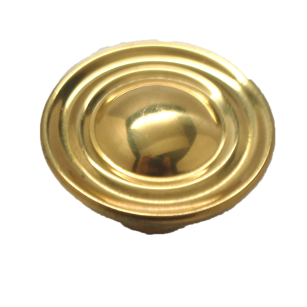 Main View of an Ultra Brass Round Cabinet Knob from Belwith's Restoration Brass Collection P716-UB