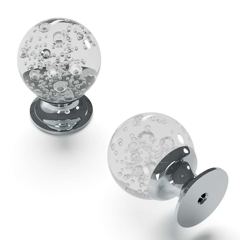 HICKORY Crystal Palace 1-1/4" Diameter Glass Ball Cabinet Knob in Clear and Chrome HH075809-GLCH Display