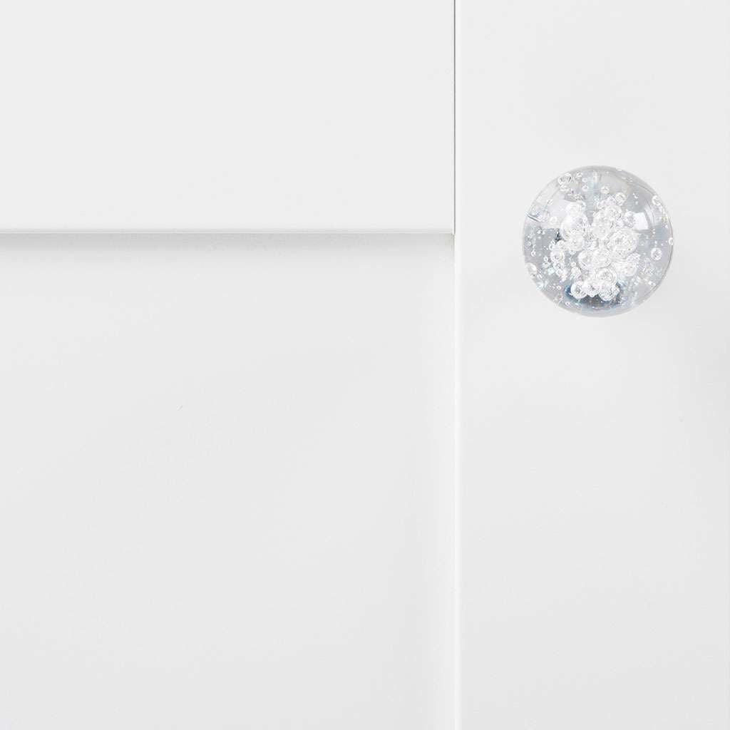 HICKORY Crystal Palace 1-1/4" Diameter Glass Ball Cabinet Knob in Clear and Chrome HH075809-GLCH on White