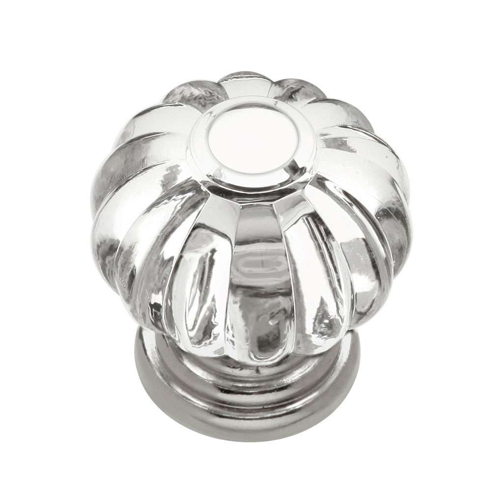 HICKORY Crystal Palace 1-1/8" Diameter Cabinet Knob in Clear and Polished Nickel HH74687-CA14