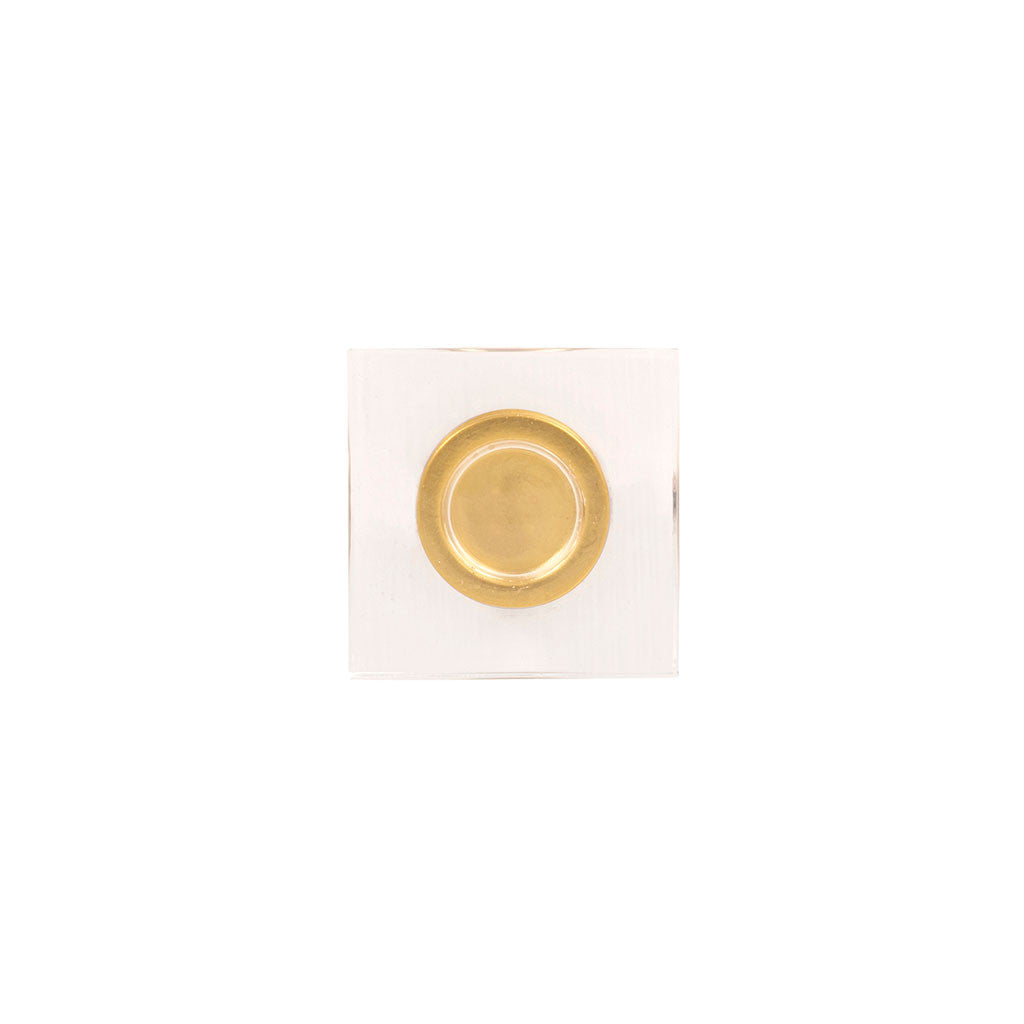 HICKORY Crystal Palace 1-3/8" Length Square Cabinet Knob in Clear and Brushed Golden Brass H079525-CABGB Top View