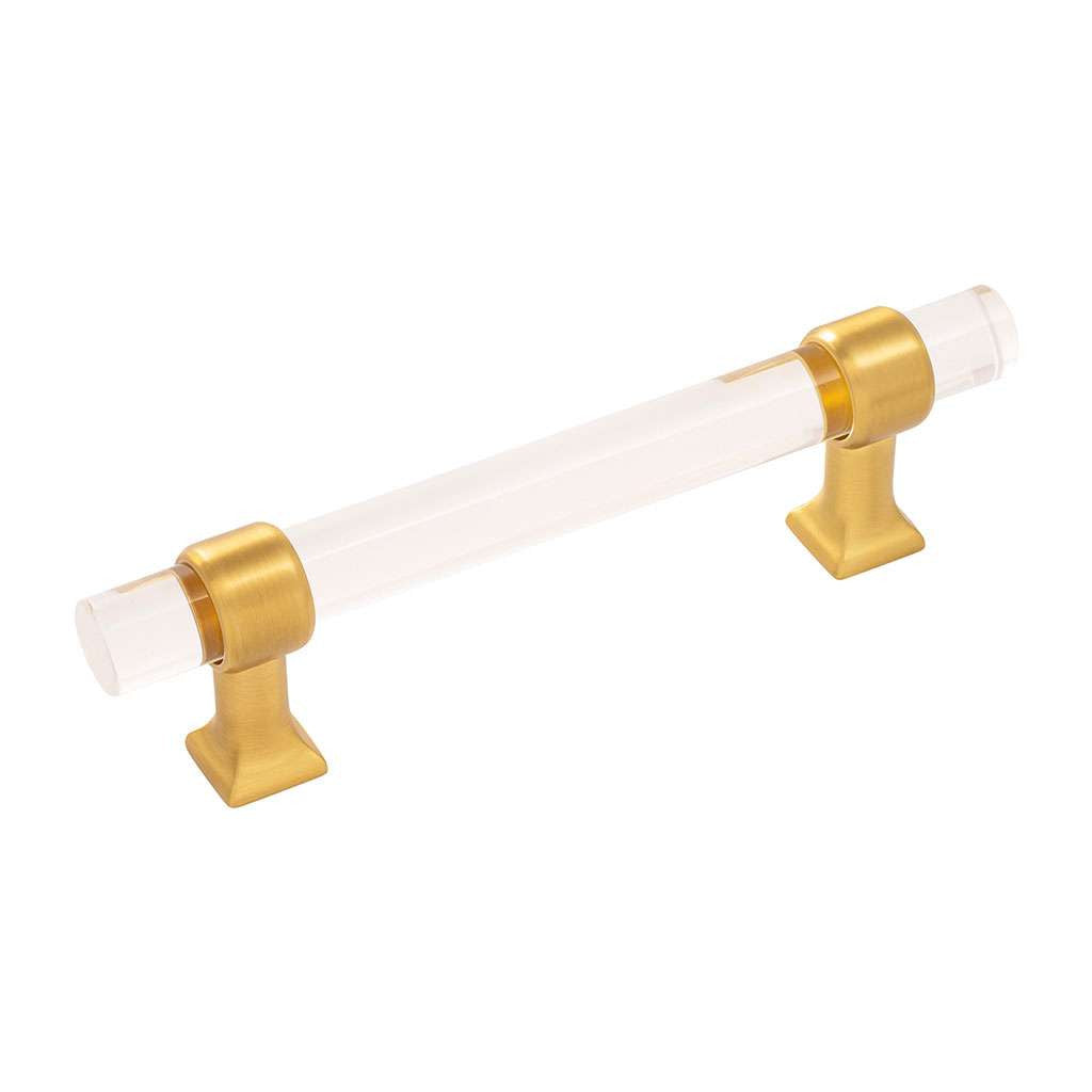 HICKORY Crystal Palace Handle Cabinet Pulls in Brushed Golden Brass and Clear 96mm H079518-CABGB