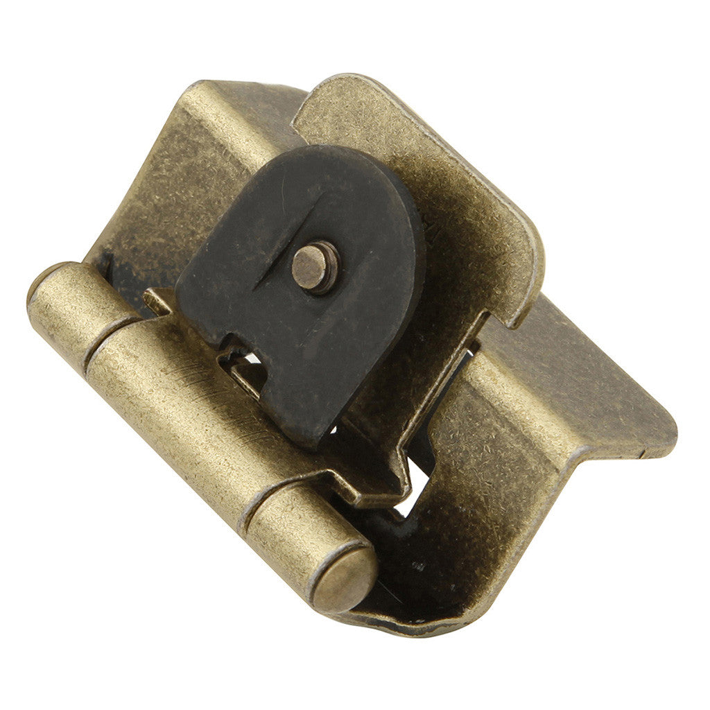 Hickory Double Demountable 1/2" Overlay Partial Wrap Cabinet Hinge (pair) in Antique Brass P5310-AB Angle