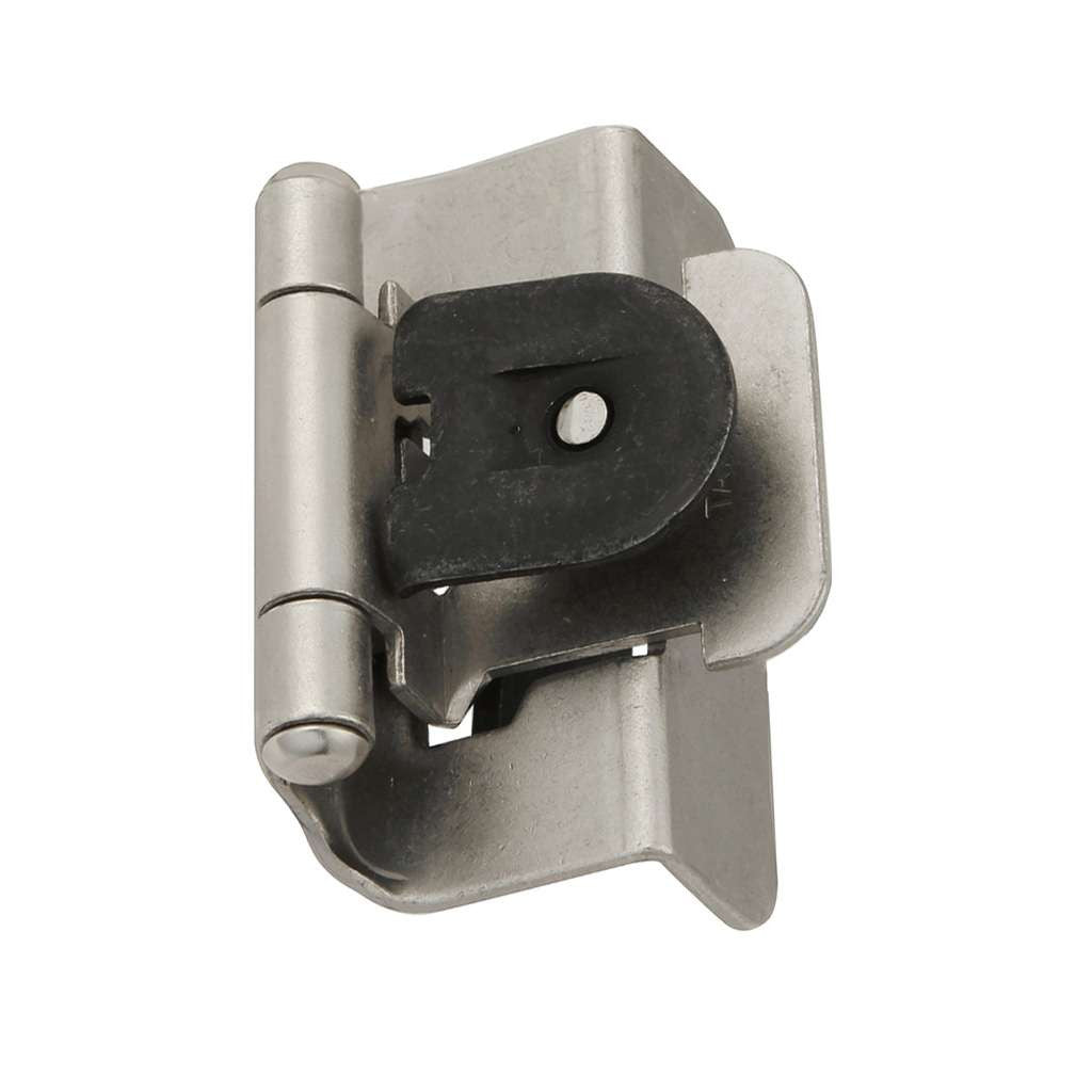 HICKORY Double Demountable 1/2" Overlay Partial Wrap Cabinet Hinge (pair) in Satin Nickel P5310-SN