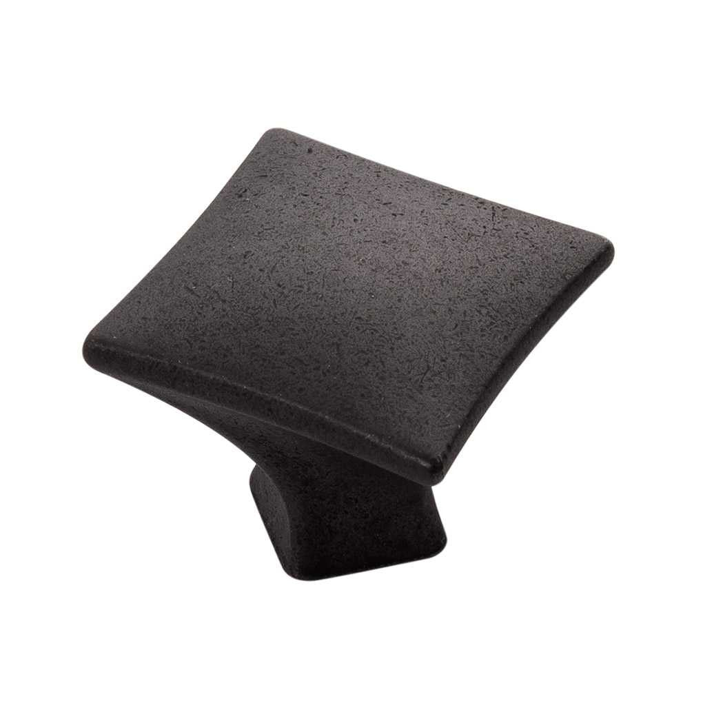 Main View of a Black Iron Square Cabinet Knob from Hickory Hardware's Twist Collection H076014-BI