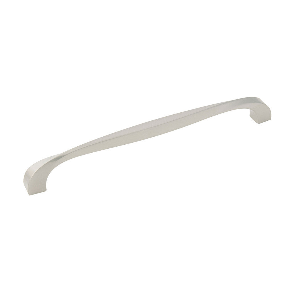 Main View of a Satin Nickel 8-1/4" Hole Centers Cabinet Handle Pull from Hickory Hardware's Twist Collection H076020-SN