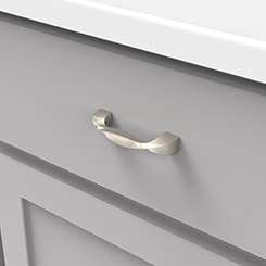 Drawer View of a Satin Nickel 3" Hole Centers Cabinet Handle Pull from Hickory Hardware's Twist Collection H076015-SN