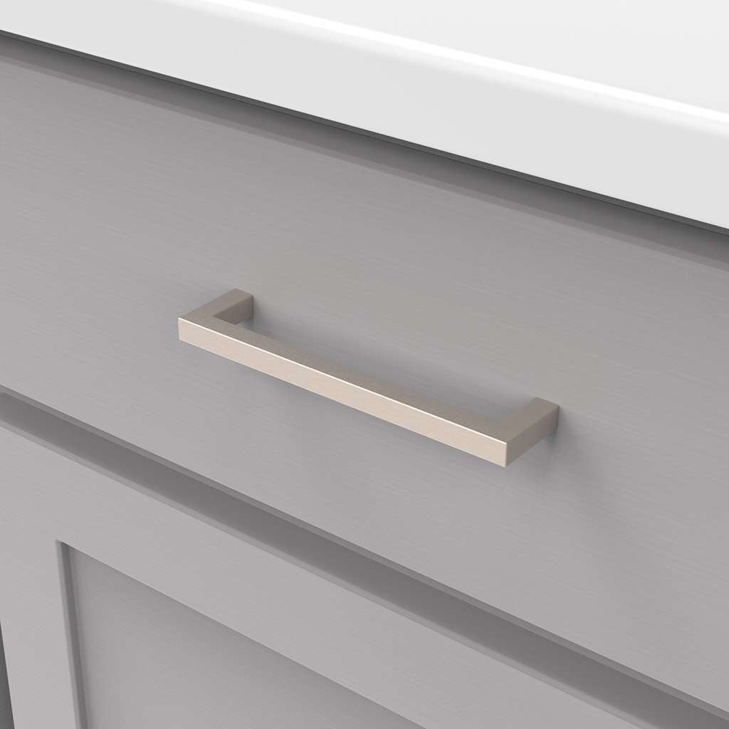 HICKORY Heritage Designs Square Handle Cabinet Pull in Satin Nickel 128mm R077747SN Mounted